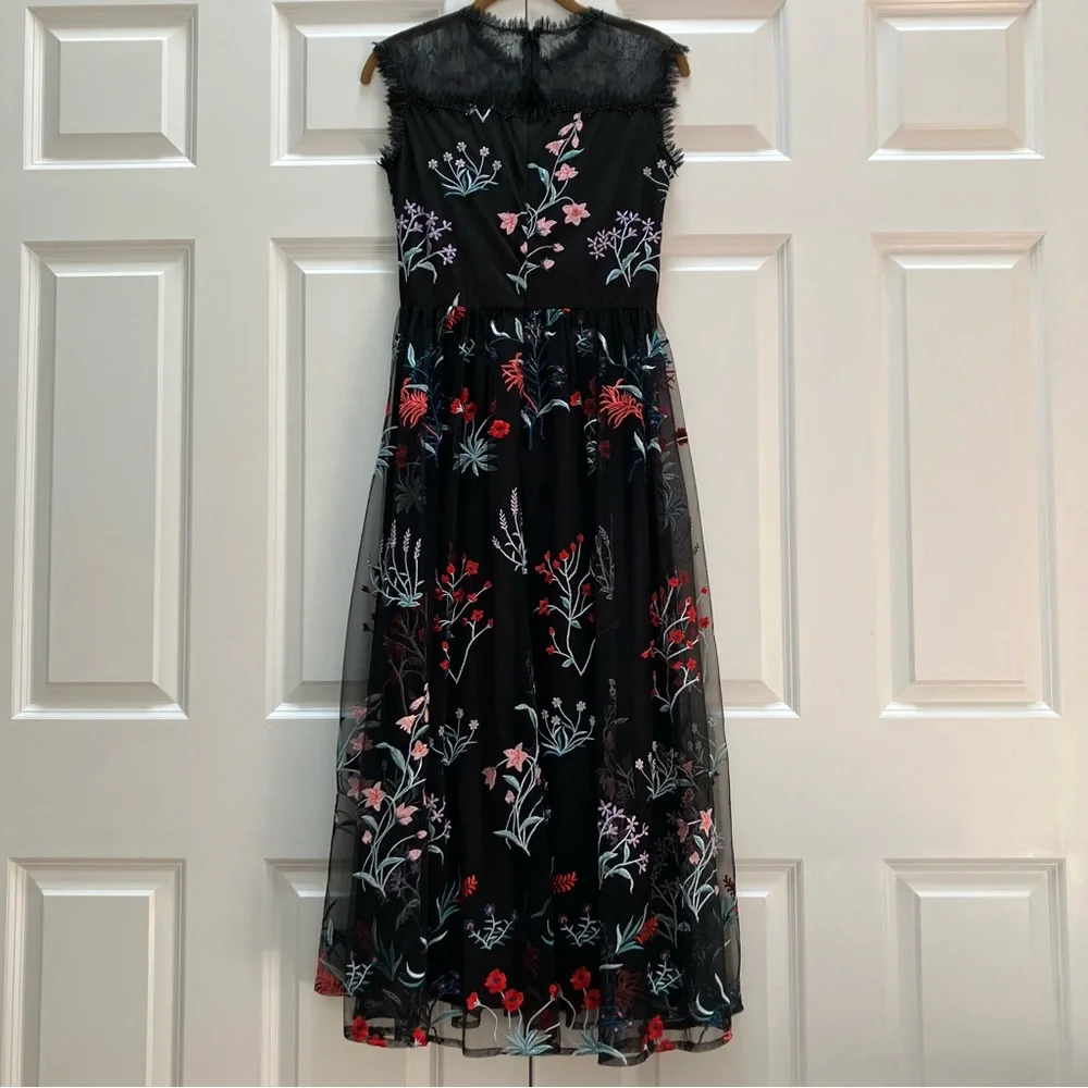 BHLDN Anthropologie Isabel Garcia "Vizelle Midi Dress" Floral Tulle Lace XS S - Picture 6 of 16